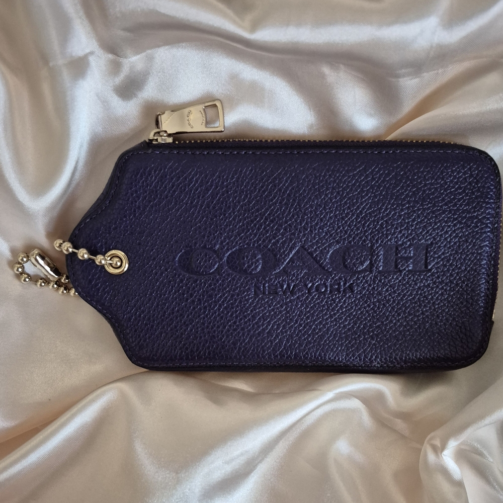 Coach Dark Purple Oversized Hangtag Wallet/Wristlet/Bag Charm